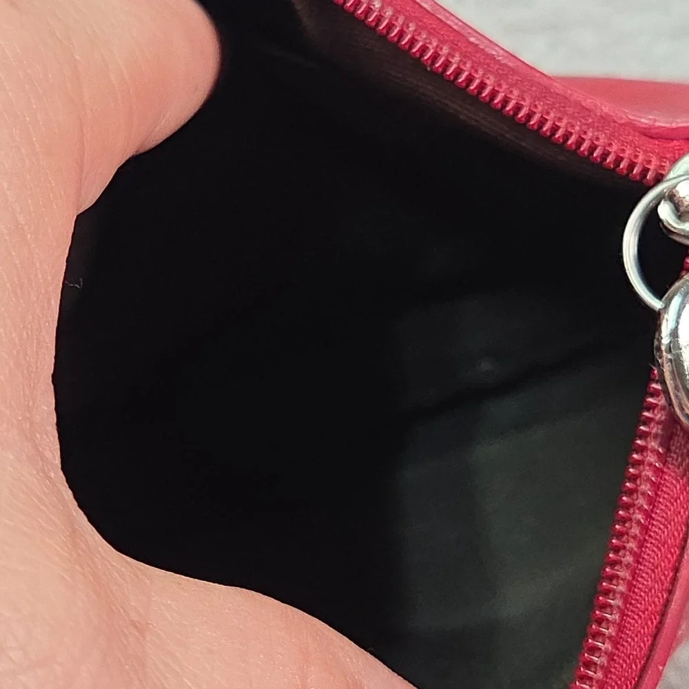 Coach Wristlet Womens Small Red Leather Wrist Strap Zipper Closure Logo Hardware